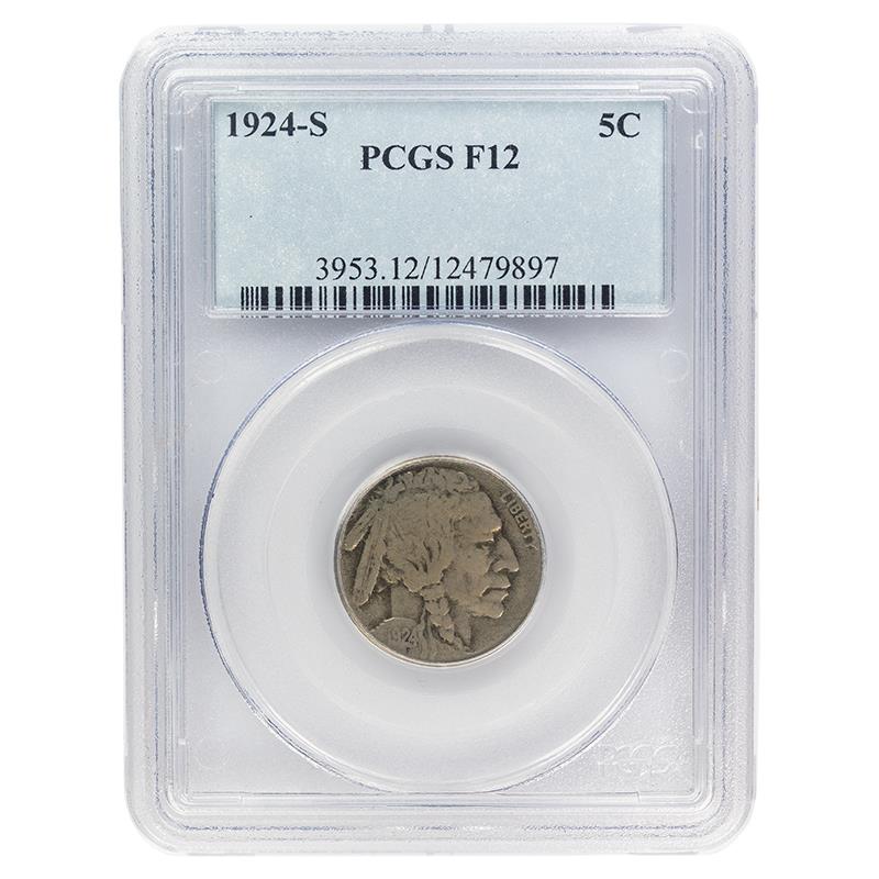 1924-S Buffalo Nickel, 5C PCGS F12 