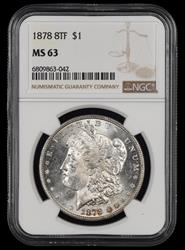 1878 8TF $1 NGC MS63