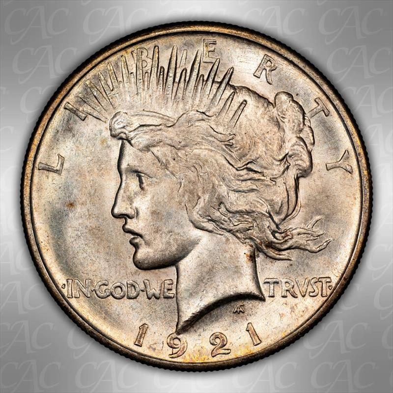 1921 $1 High Relief, Peace CACG MS 64 
