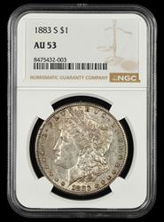 1883 S $1 NGC AU53
