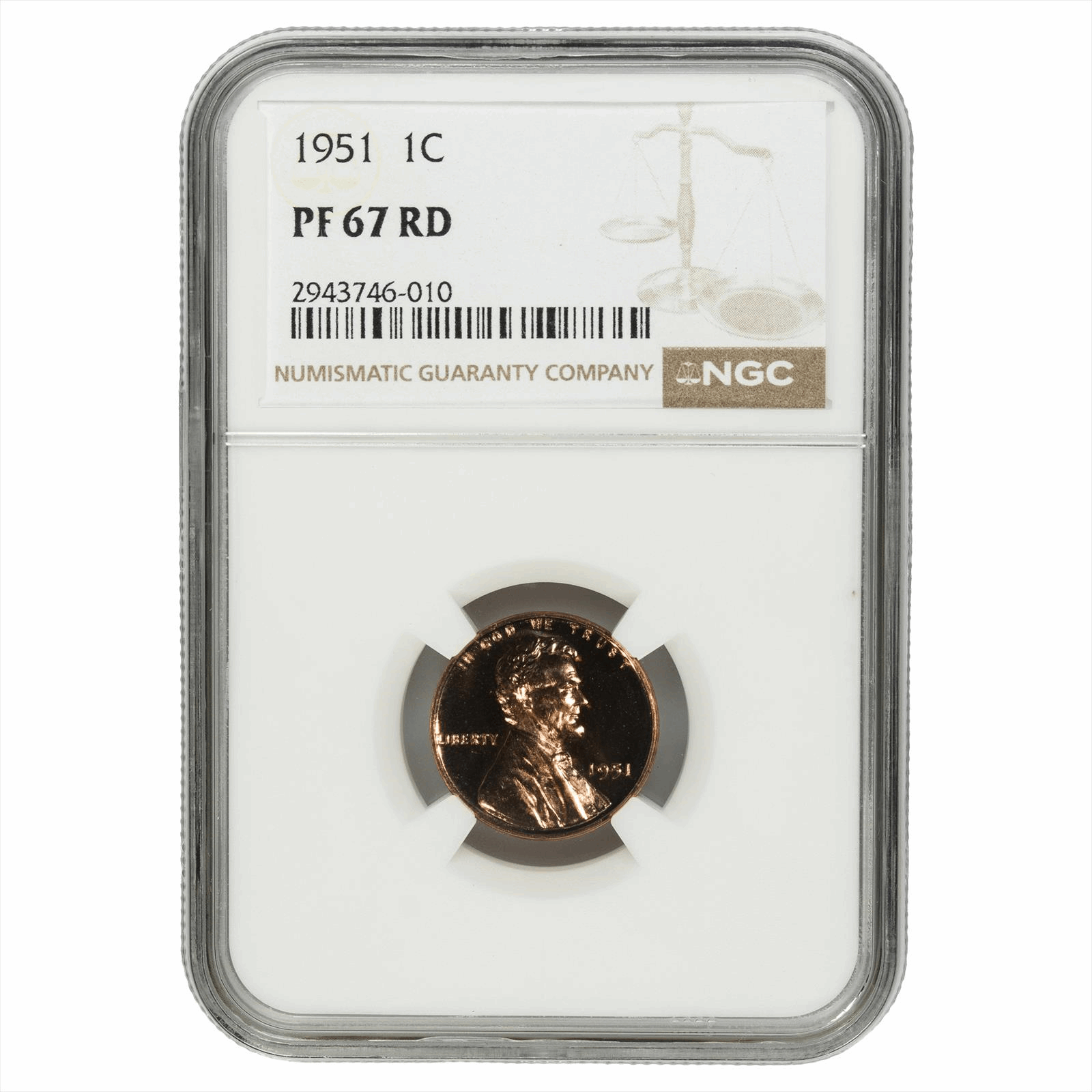 1951 Lincoln Wheat Cent 1C NGC PF 67 RD