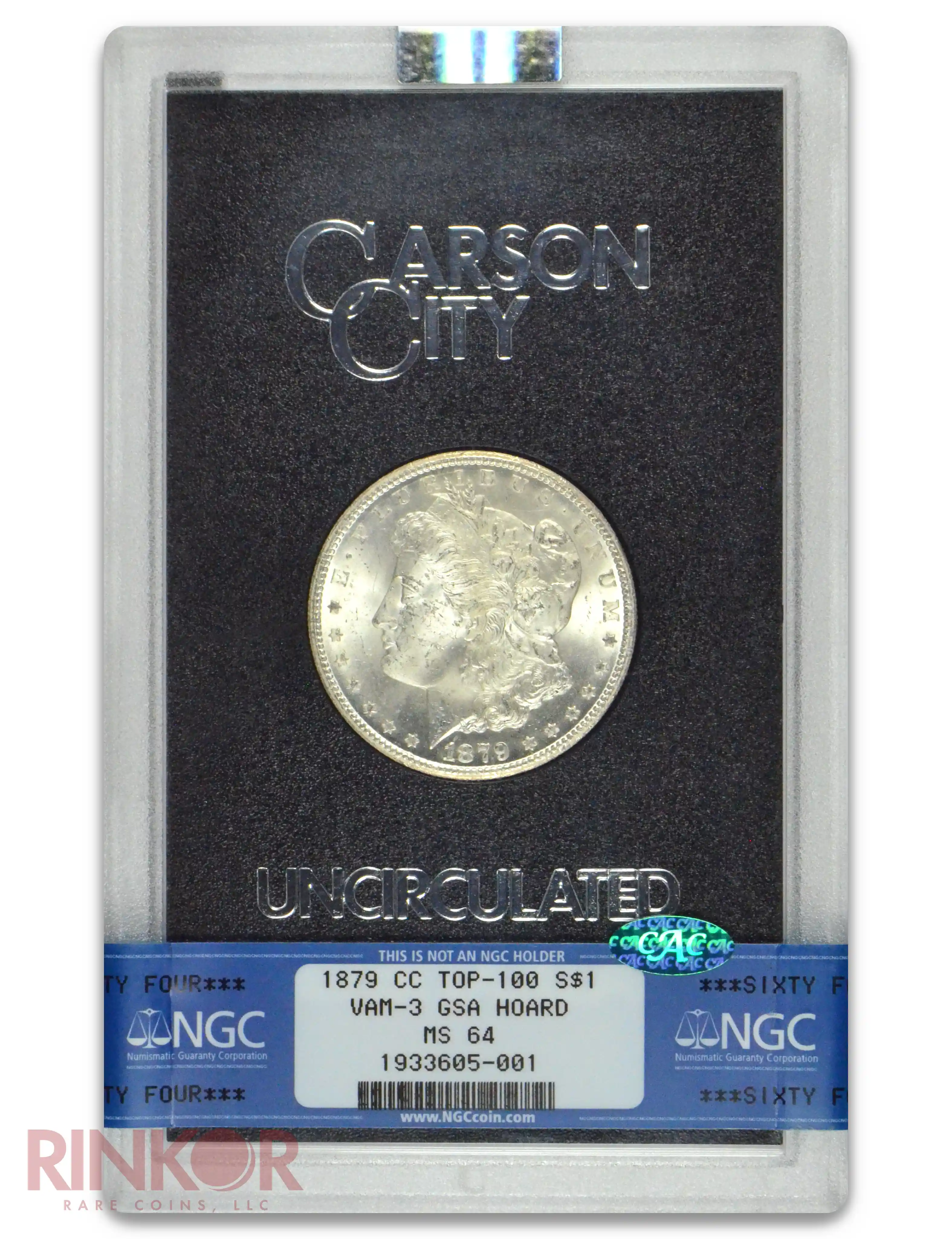 1879-CC $1 GSA Hoard Capped Die Morgan Dollar NGC MS 64 CAC