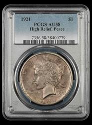 1921 $1  High Relief PCGS AU58