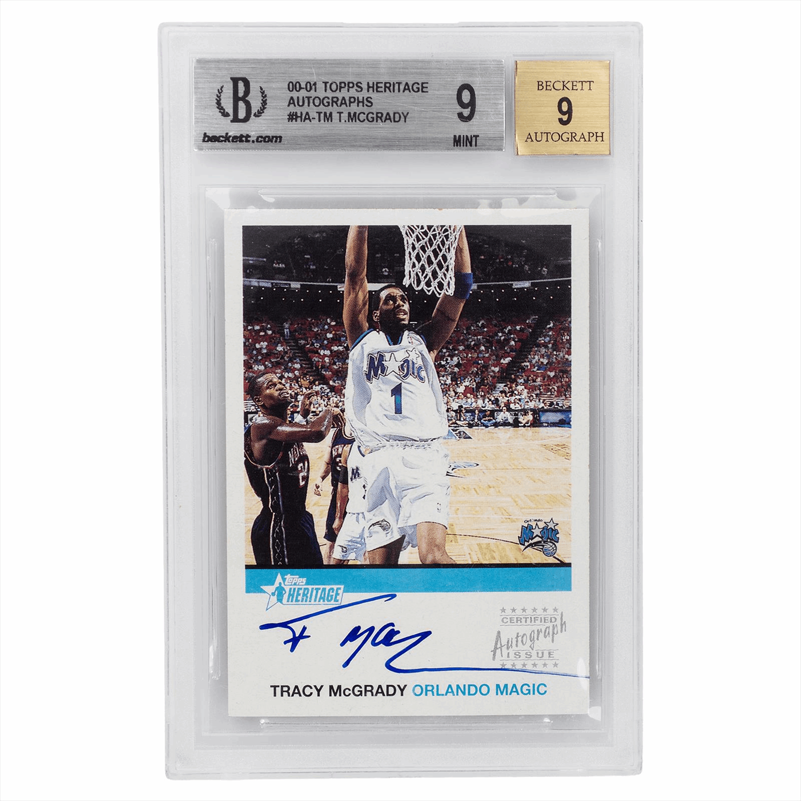 2000-01 Topps Heritage Autographs Tracy McGrady #HA-TM BGS MINT 9 AUTO 9