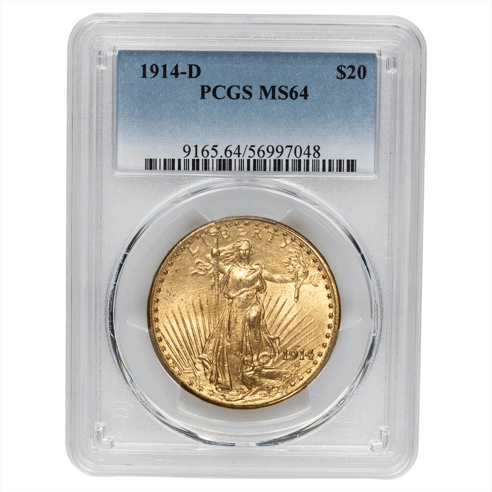 1914-D St. Gaudens Gold Double Eagle $20 PCGS MS 64