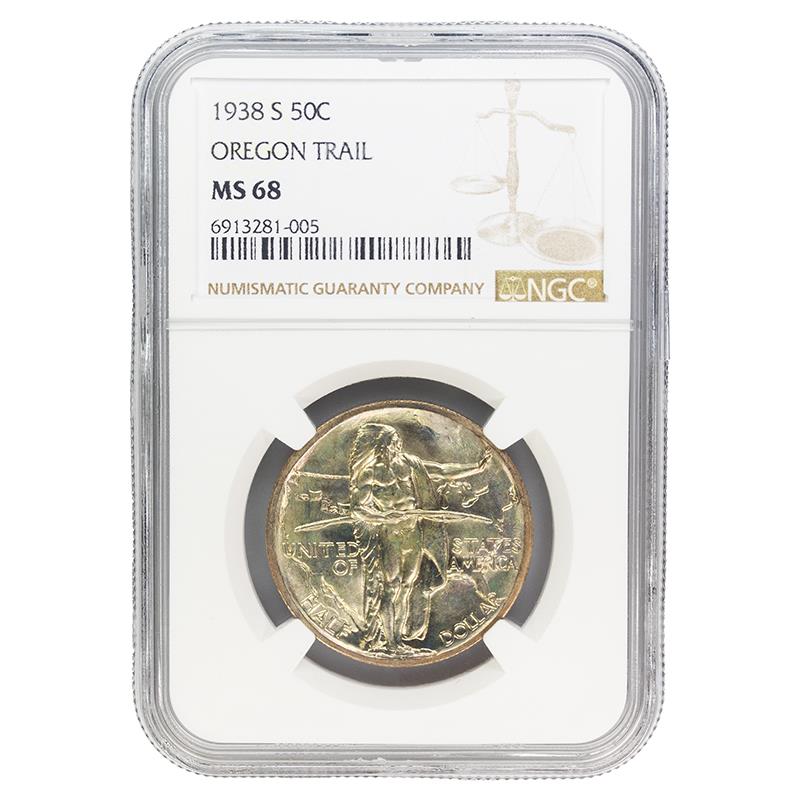 1938 S Oregon Trail Commemorative Half Dollar, 50C NGC MS 68