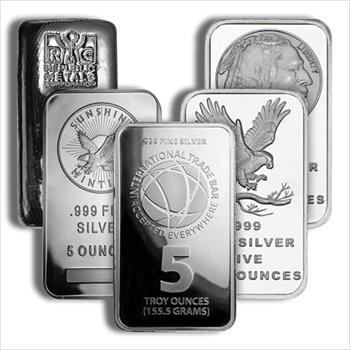 5 oz Silver Bar - Brand Varies  other side