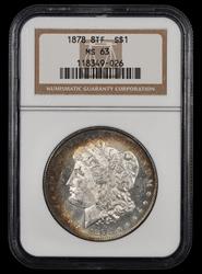 1878 8TF $1 NGC MS63