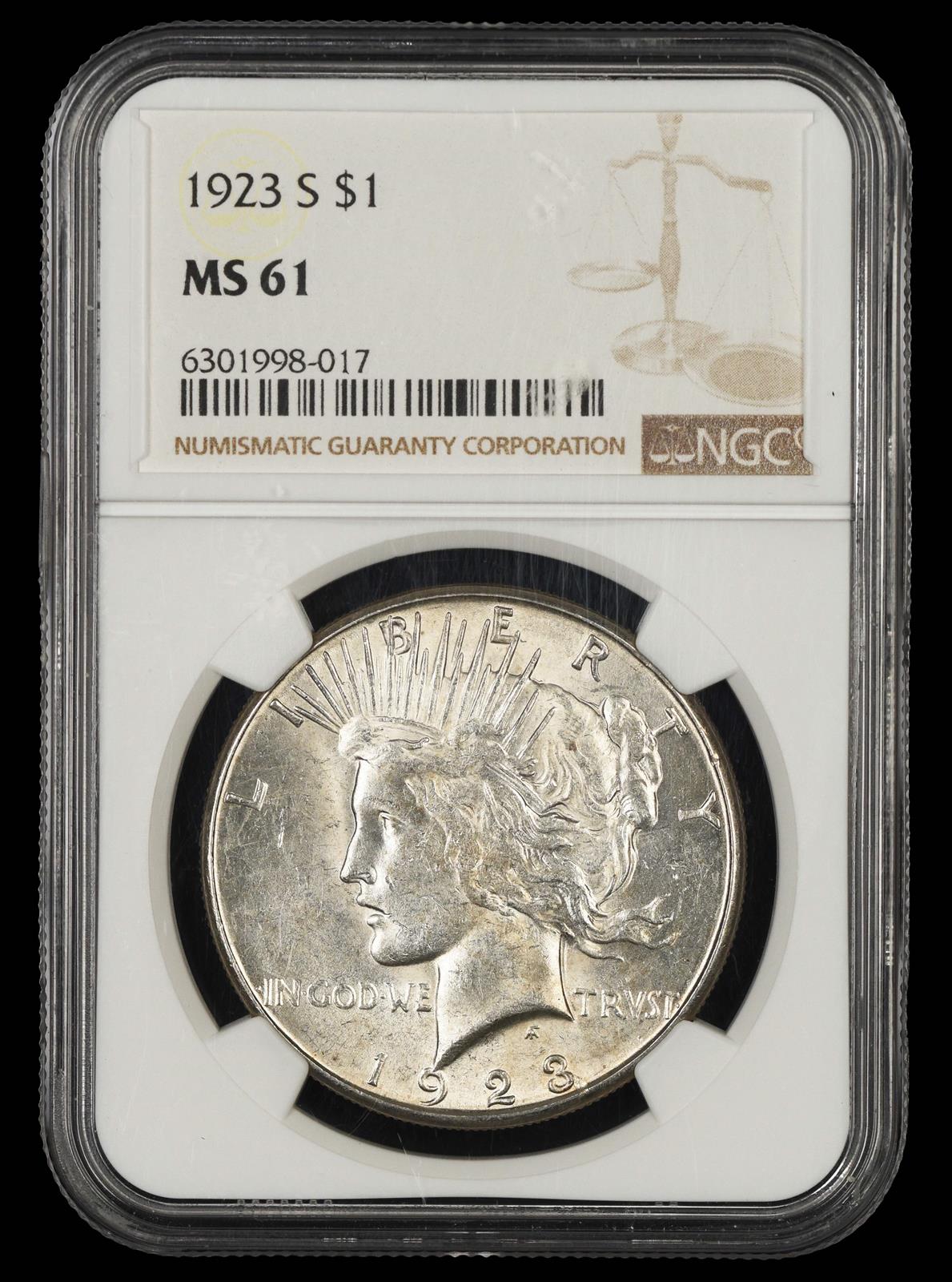 1923 S $1 NGC MS 61