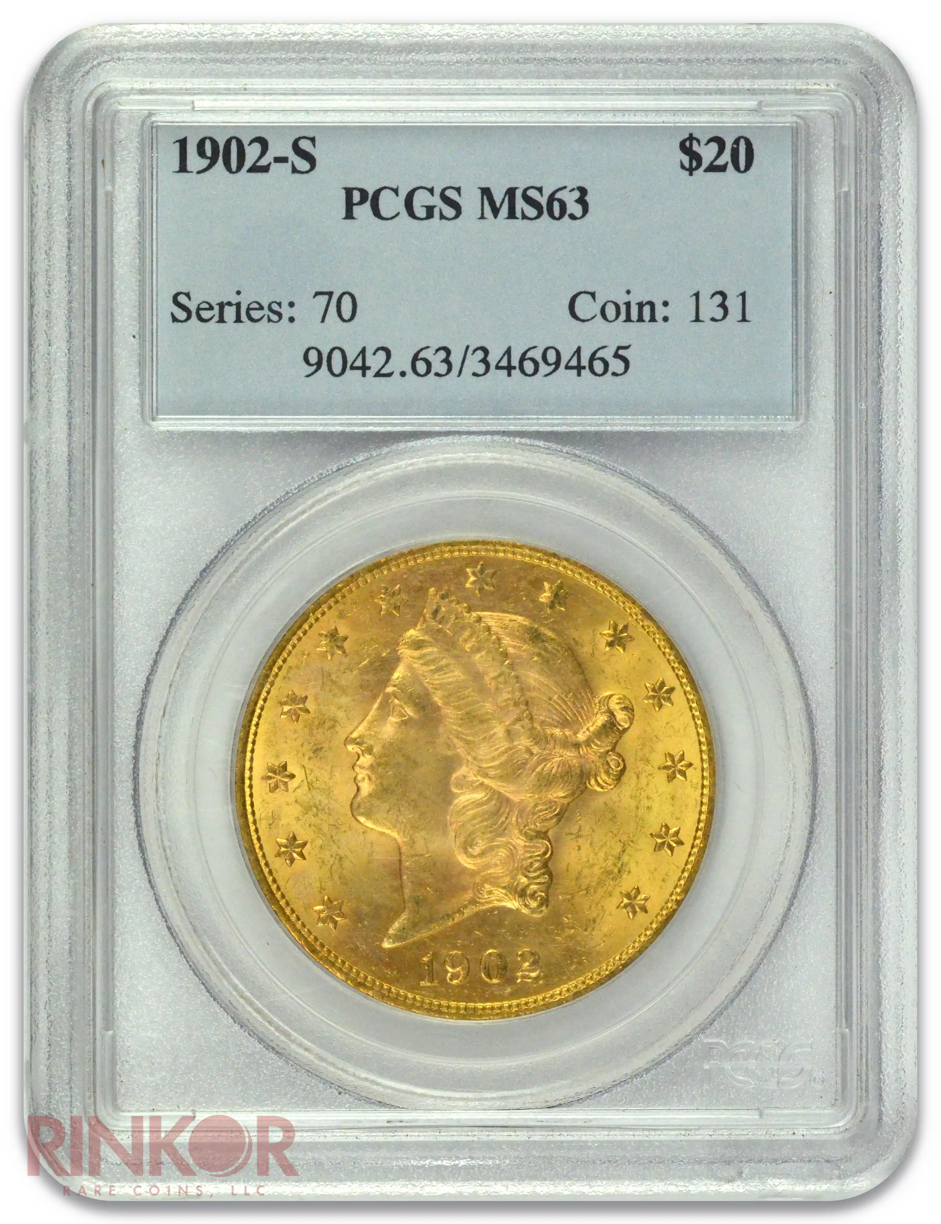 1902-S Liberty Head $20 PCGS MS 63
