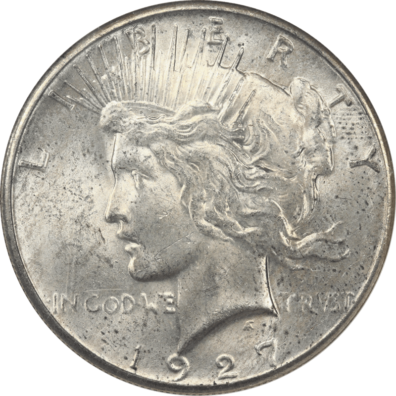 1927 Peace Silver Dollar, NGC MS 63 - Lustrous and White