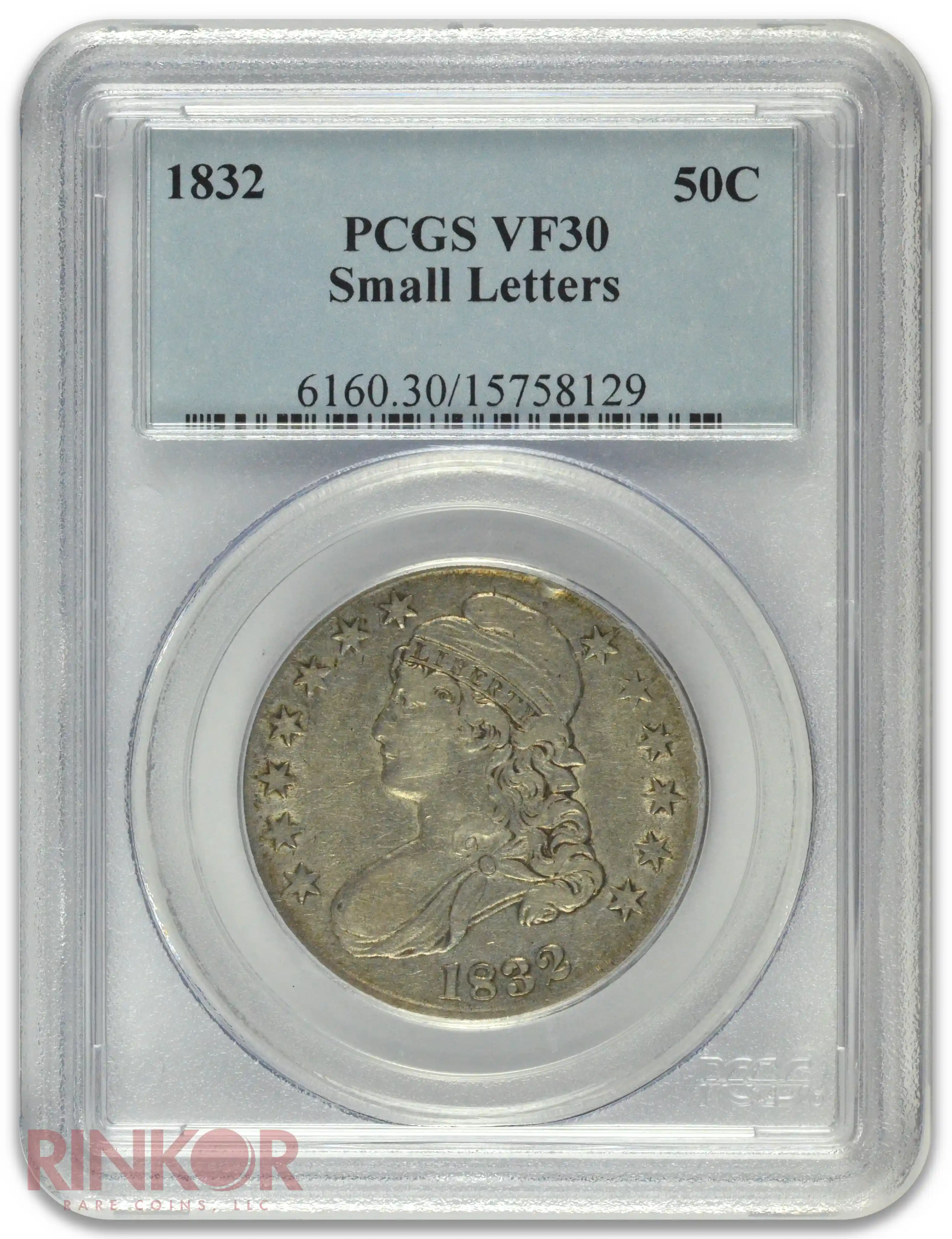 1832 Small Letters Capped Bust Half Dollar PCGS VF-30