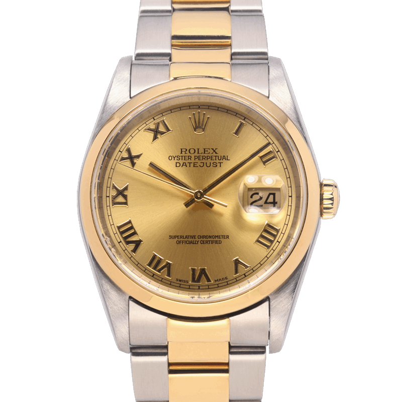 Rolex 36mm Datejust 16203 TT 18K YG and SS Champagne Roman Dial  Watch Only
