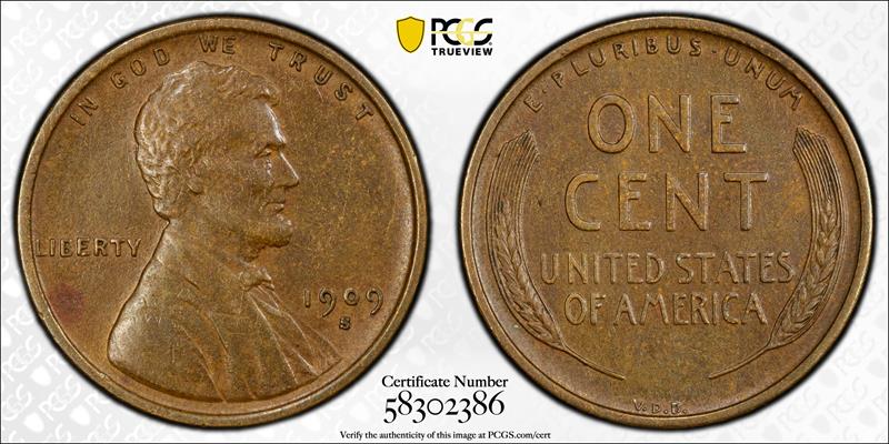 1909-S VDB 1C PCGS AU-50