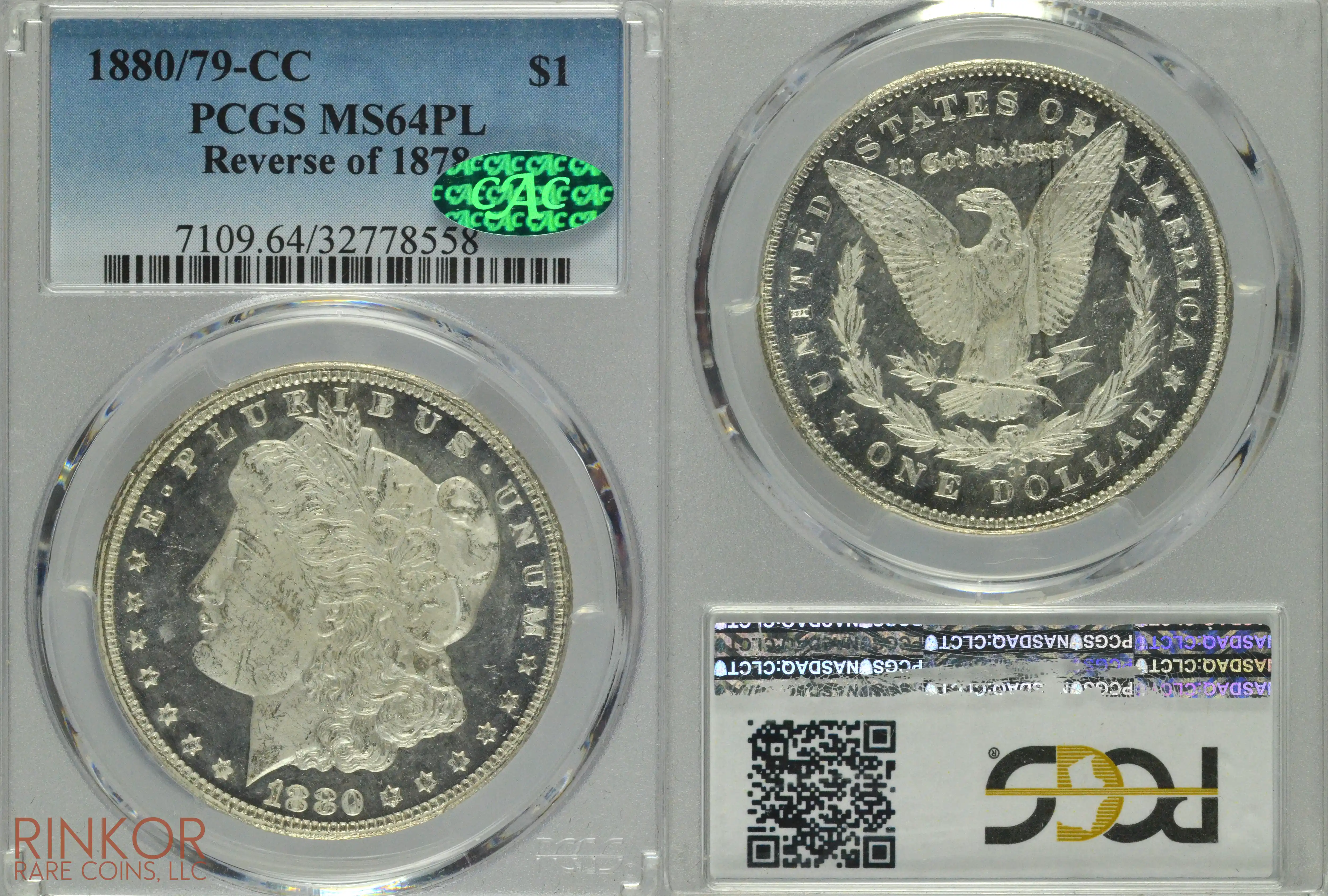 1880/79-CC $1 Reverse of 1878 PCGS MS 64 PL CAC