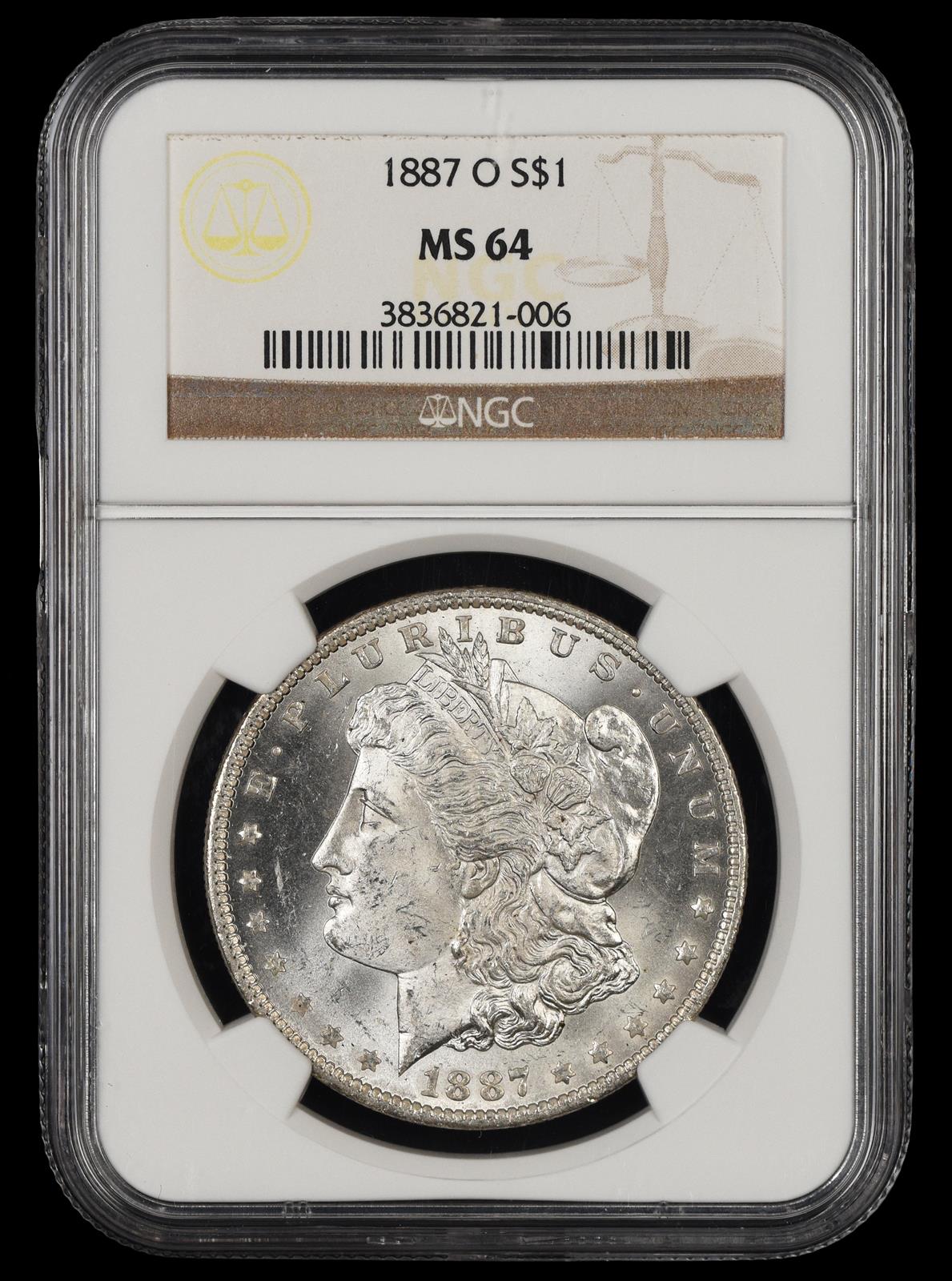 1887 O $1 NGC MS 64