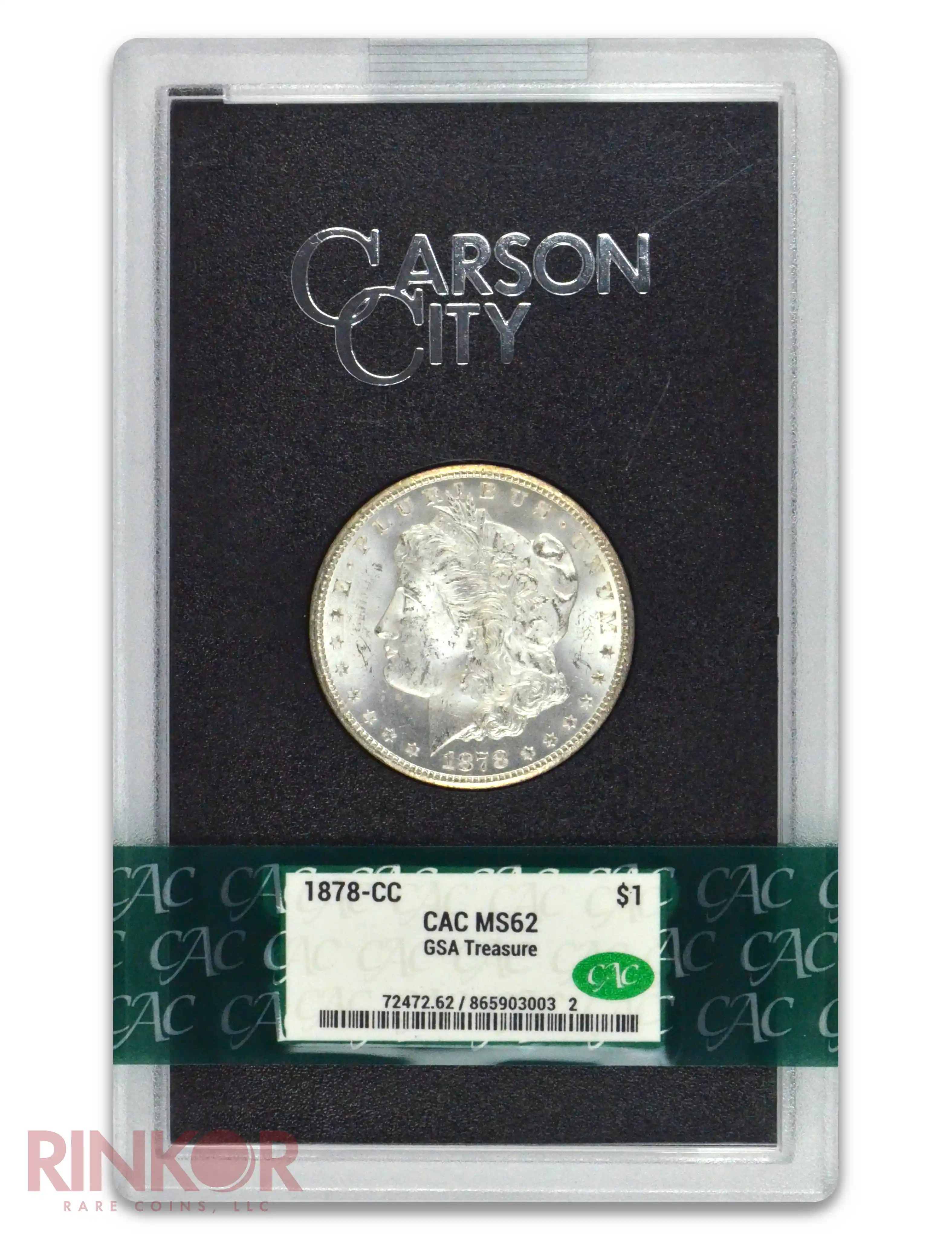 1878-CC $1 GSA Treasure Morgan Dollar CACG MS 62