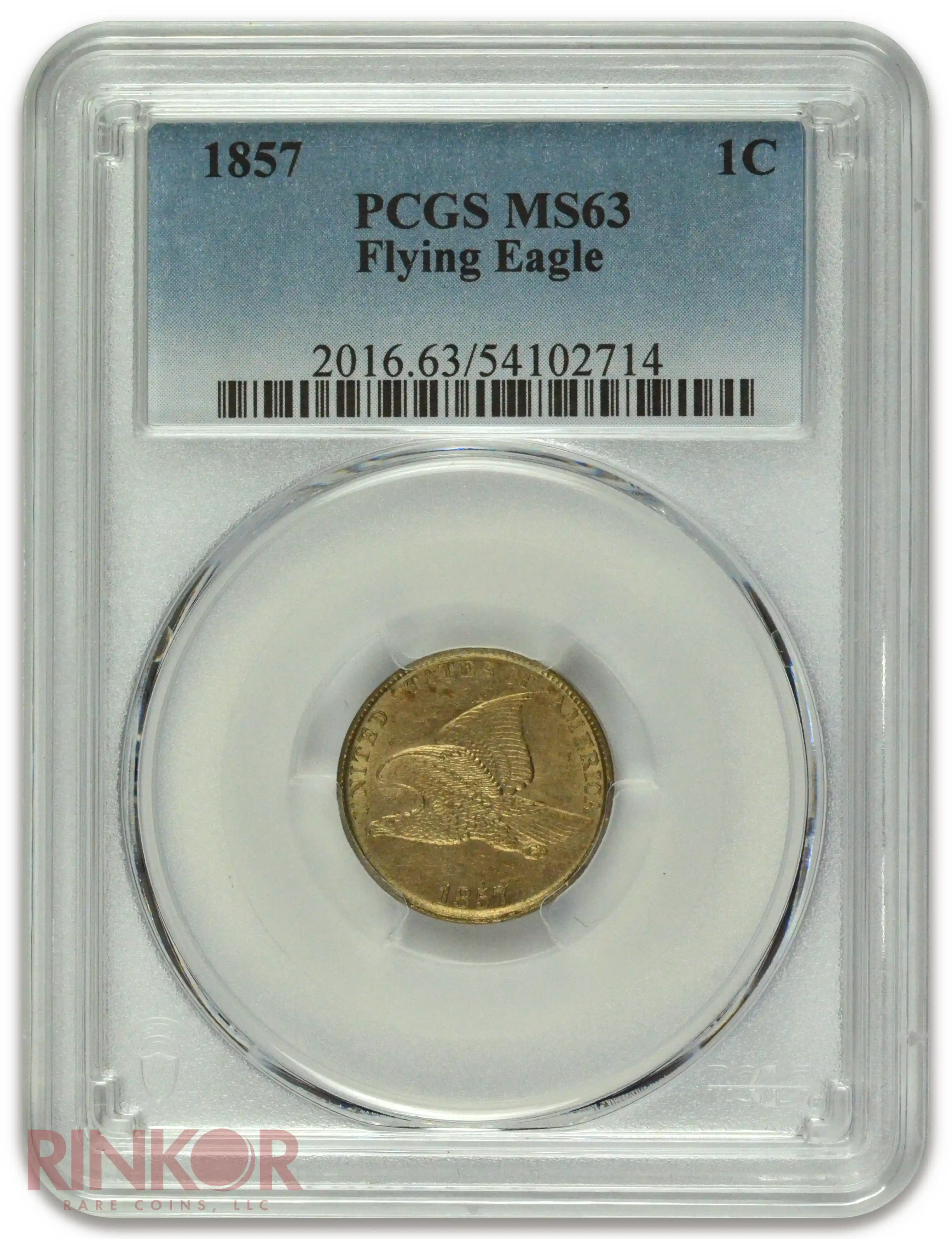 1857 Flying Eagle Cent PCGS MS 63