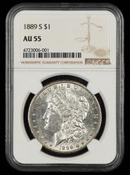 1889 S $1 NGC AU-55