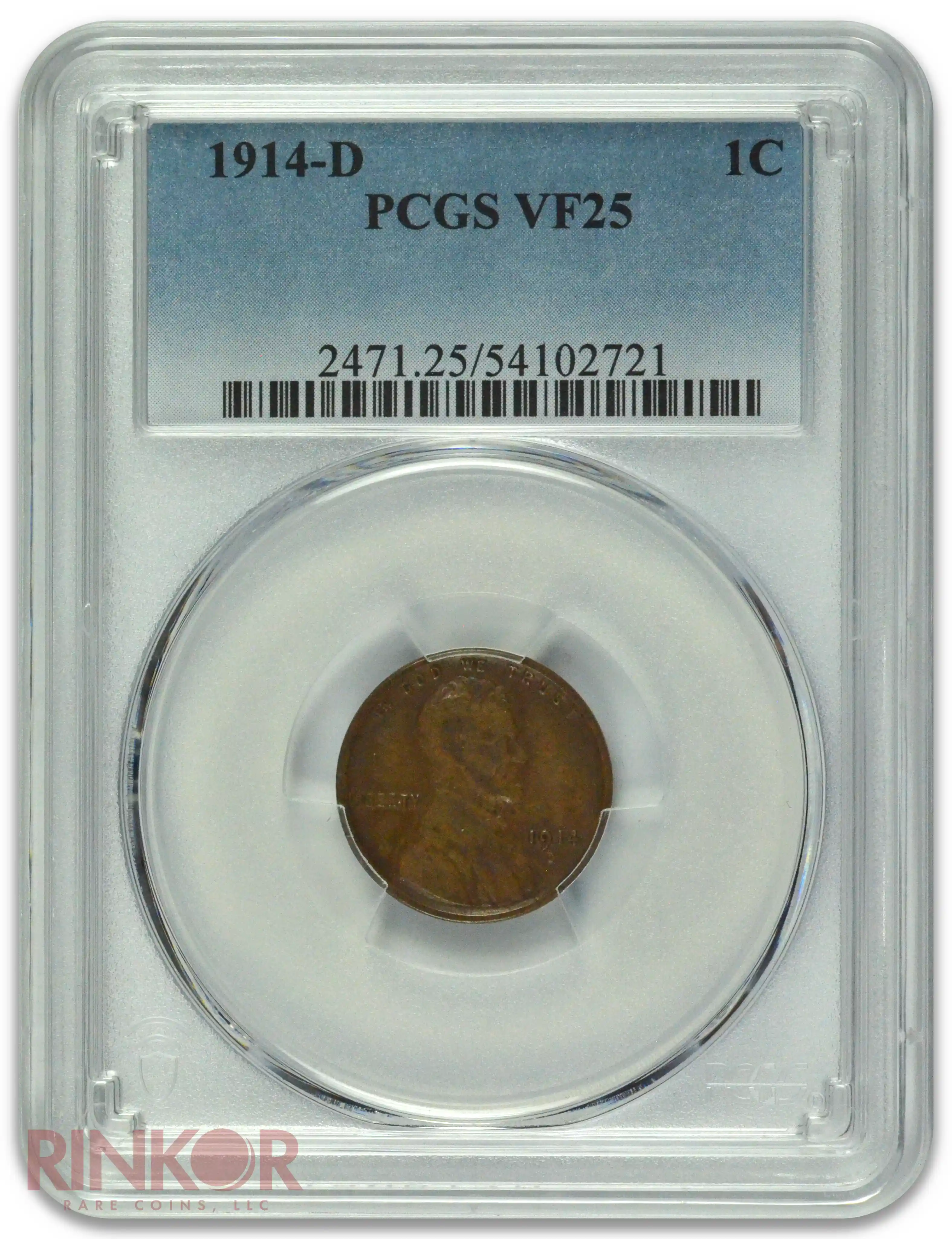 1914-D 1C Lincoln Wheat Cent PCGS VF-25