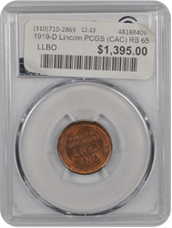 1919-D Lincoln PCGS (CAC) RB 65