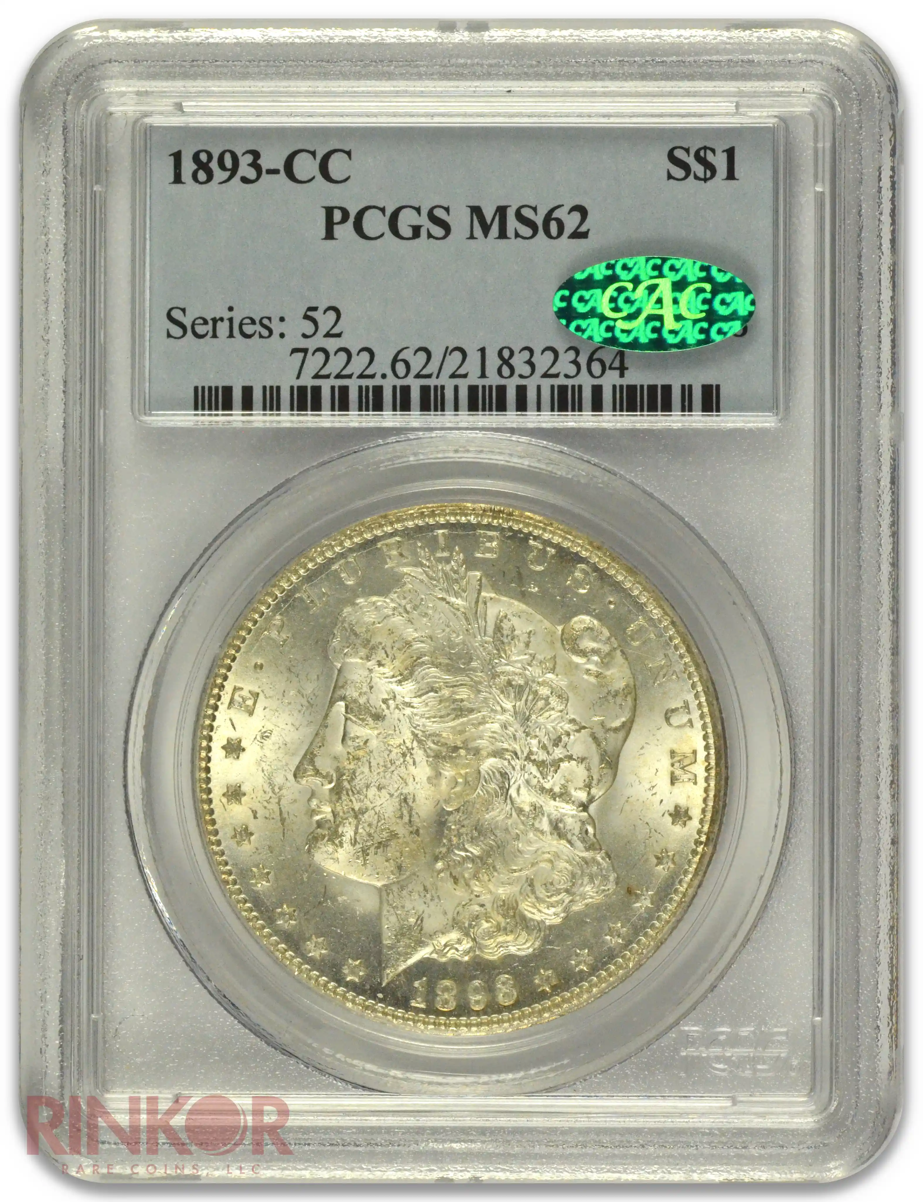 1893-CC $1 Morgan Dollar PCGS MS 62 CAC