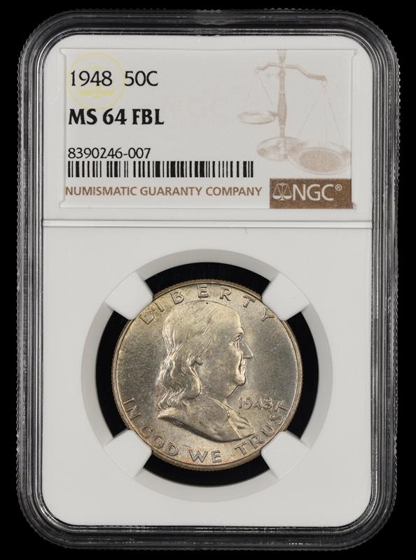 1948 Franklin Half Dollar NGC MS 64 FBL