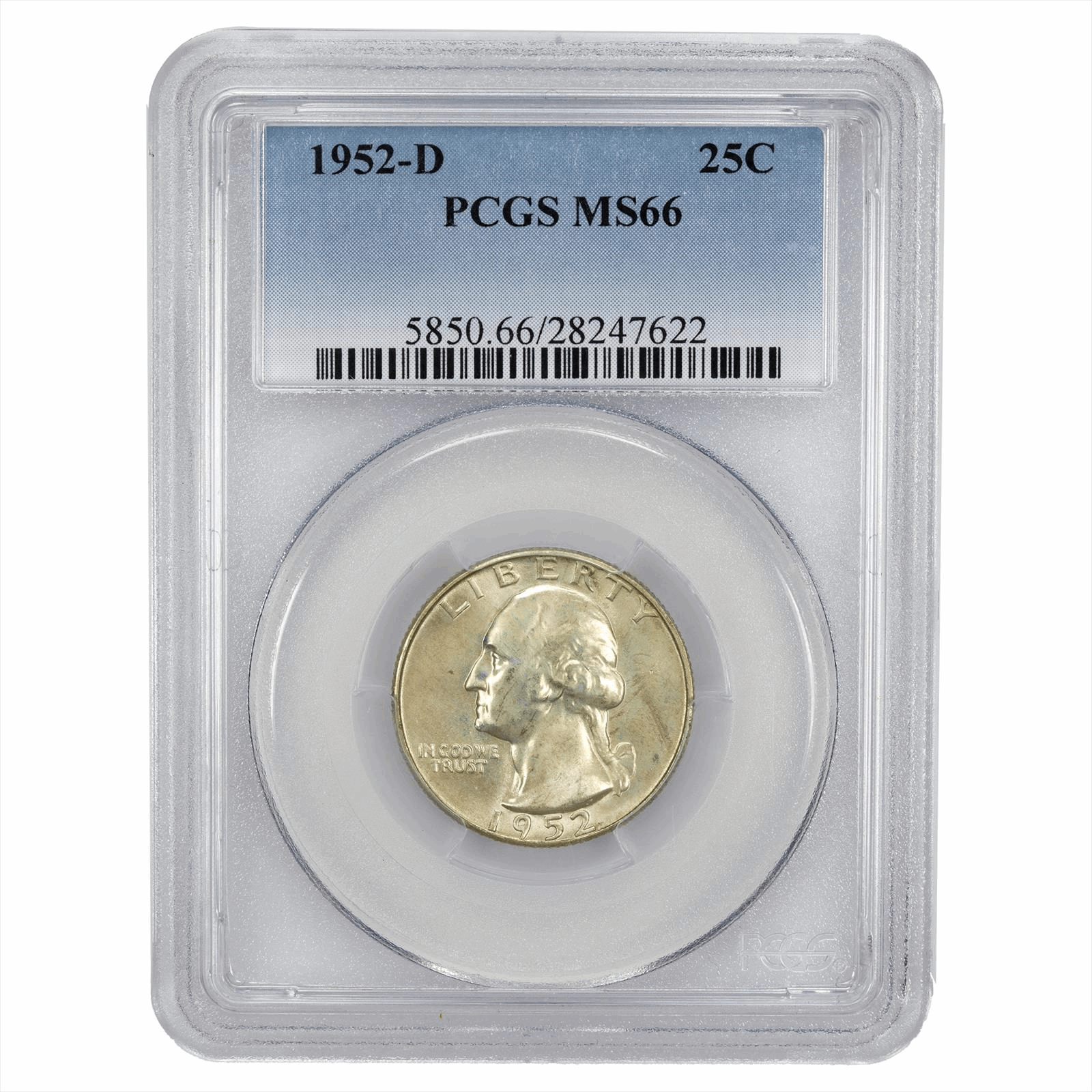 1952-D Washington Quarter 25C PCGS MS 66