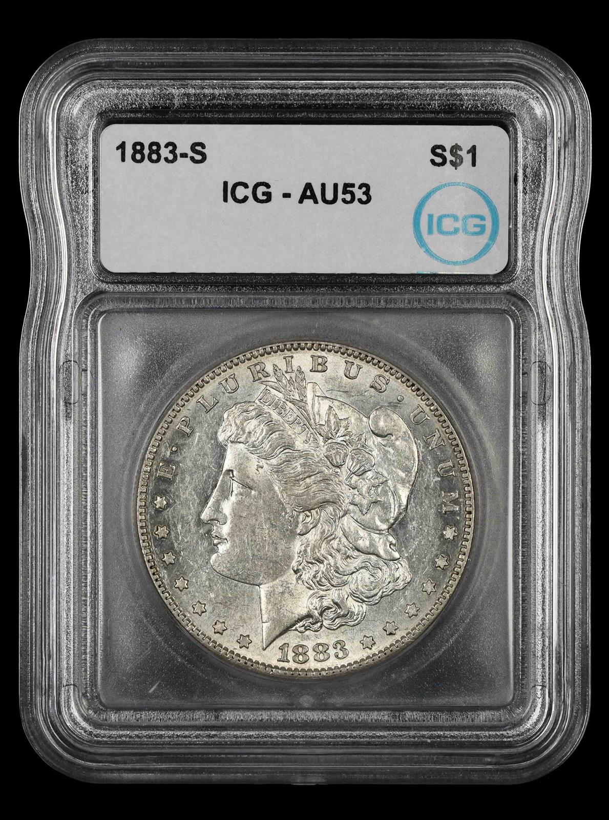 1883 S $1 ICG  AU 53