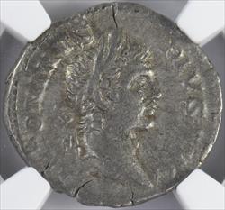 Roman Empire Caracalla AD 198-217 AR Denarius NGC CH VF 