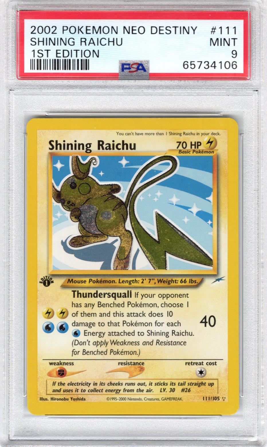 2002 Pokemon Neo Destiny Shining Raichu 1st Edition PSA MINT 9 