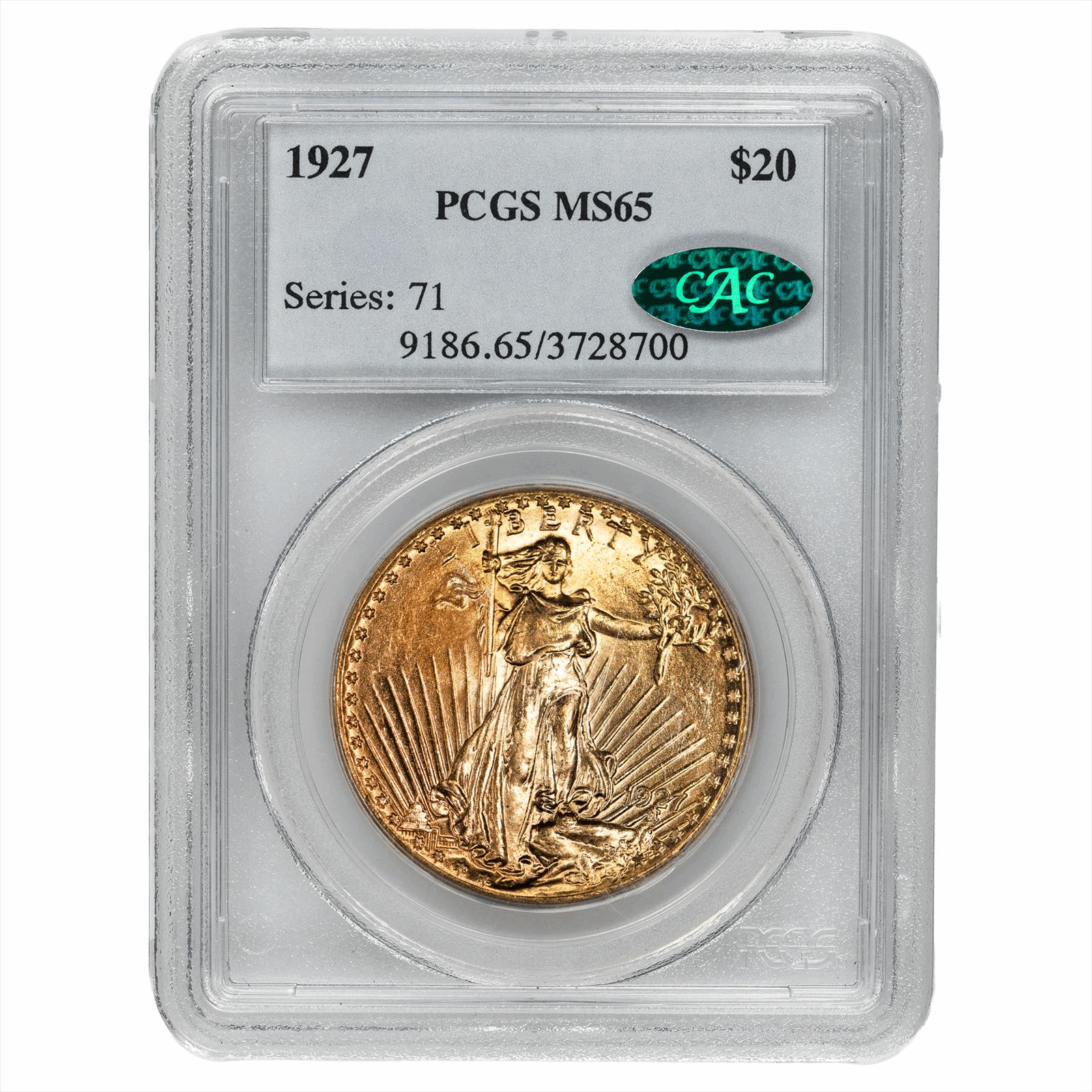 1927 St. Gaudens Gold Double Eagle $20 PCGS MS 65 CAC