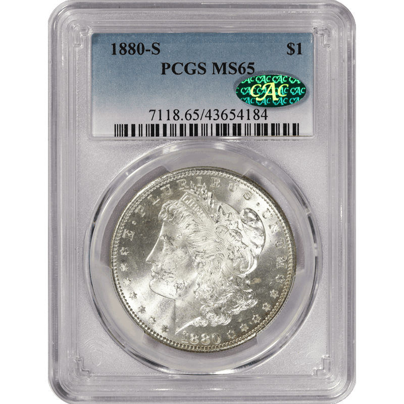 1880-S $1 Morgan Silver Dollar - Great LUSTER - PCGS MS65 CAC
