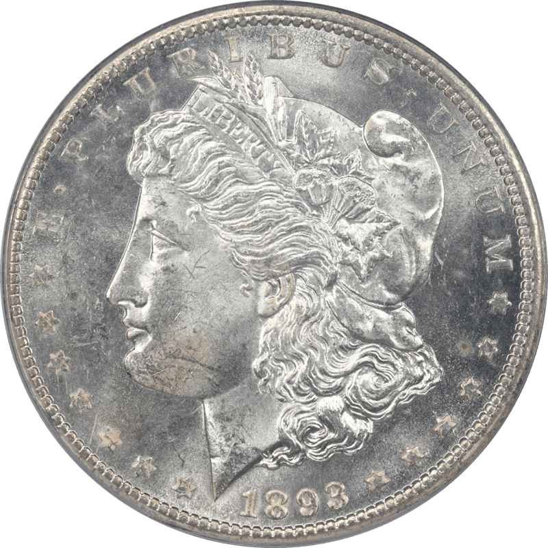 1893-CC Morgan Silver Dollar $1 PCGS MS63 - Nice White, Original Coin 