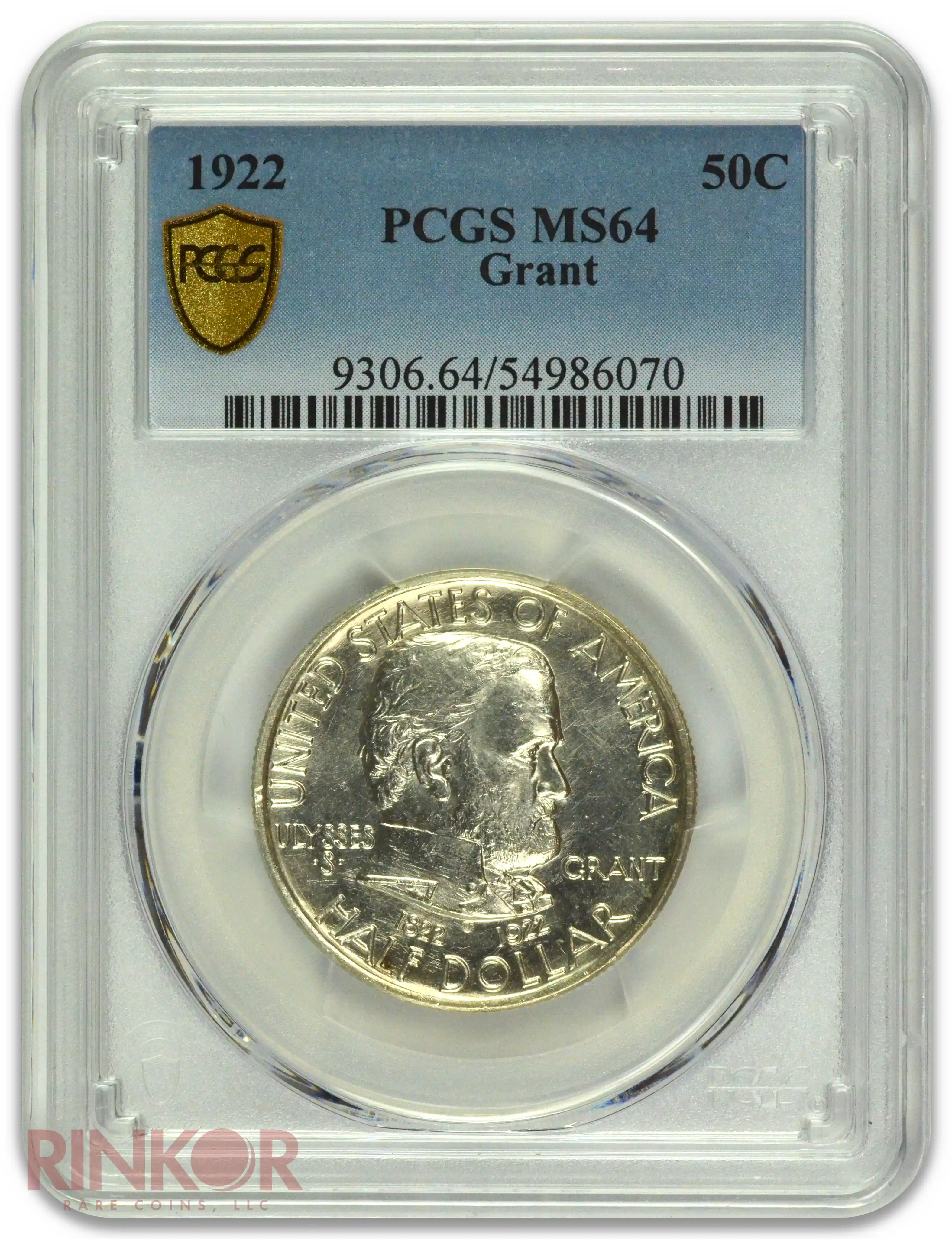 1922 50C Grant Commemorative Half Dollar PCGS MS 64