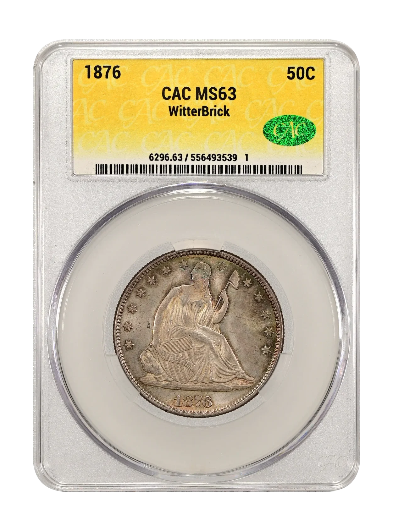 1876 50c CAC MS 63 WitterBrick
