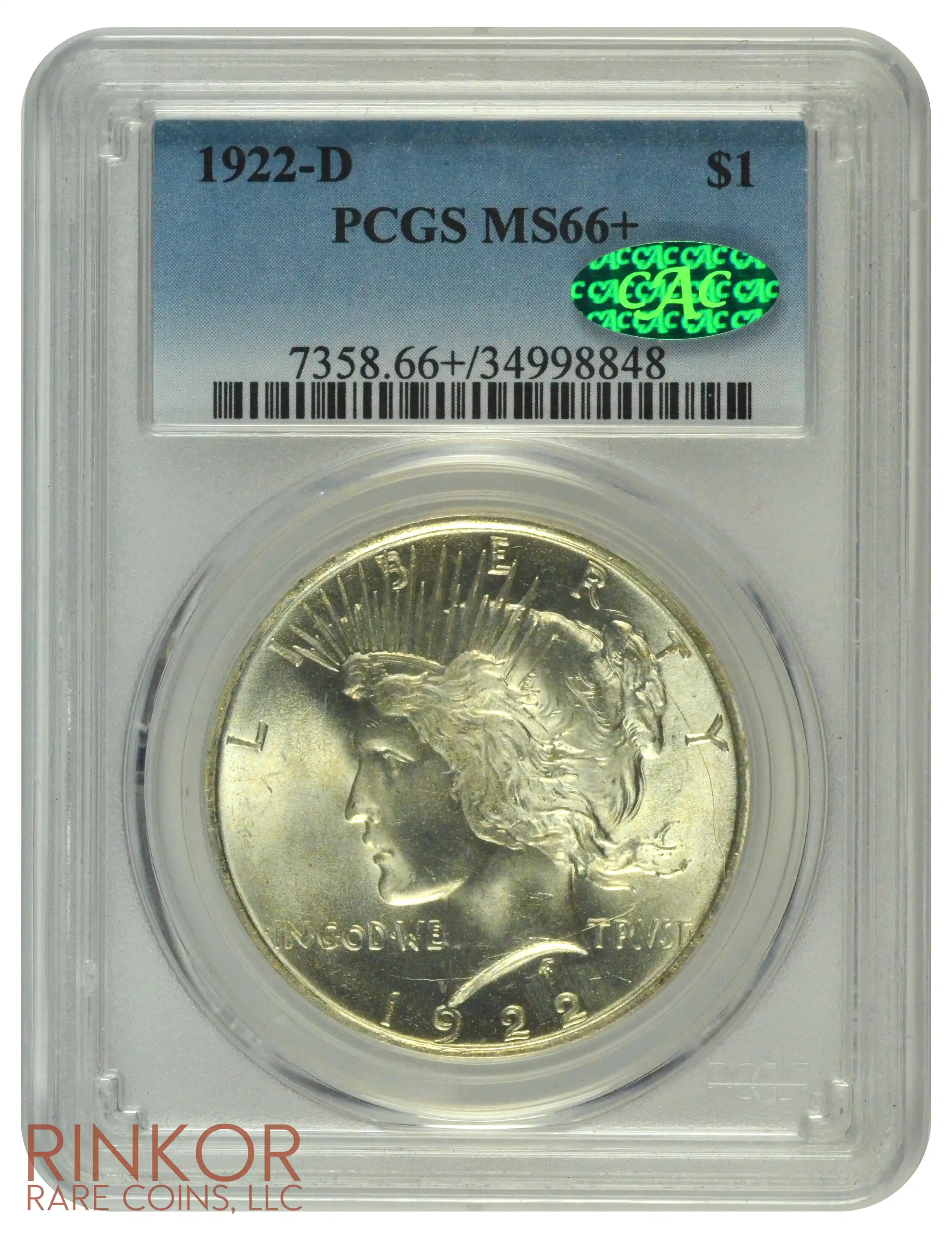 1922-D $1 PCGS MS 66+ CAC