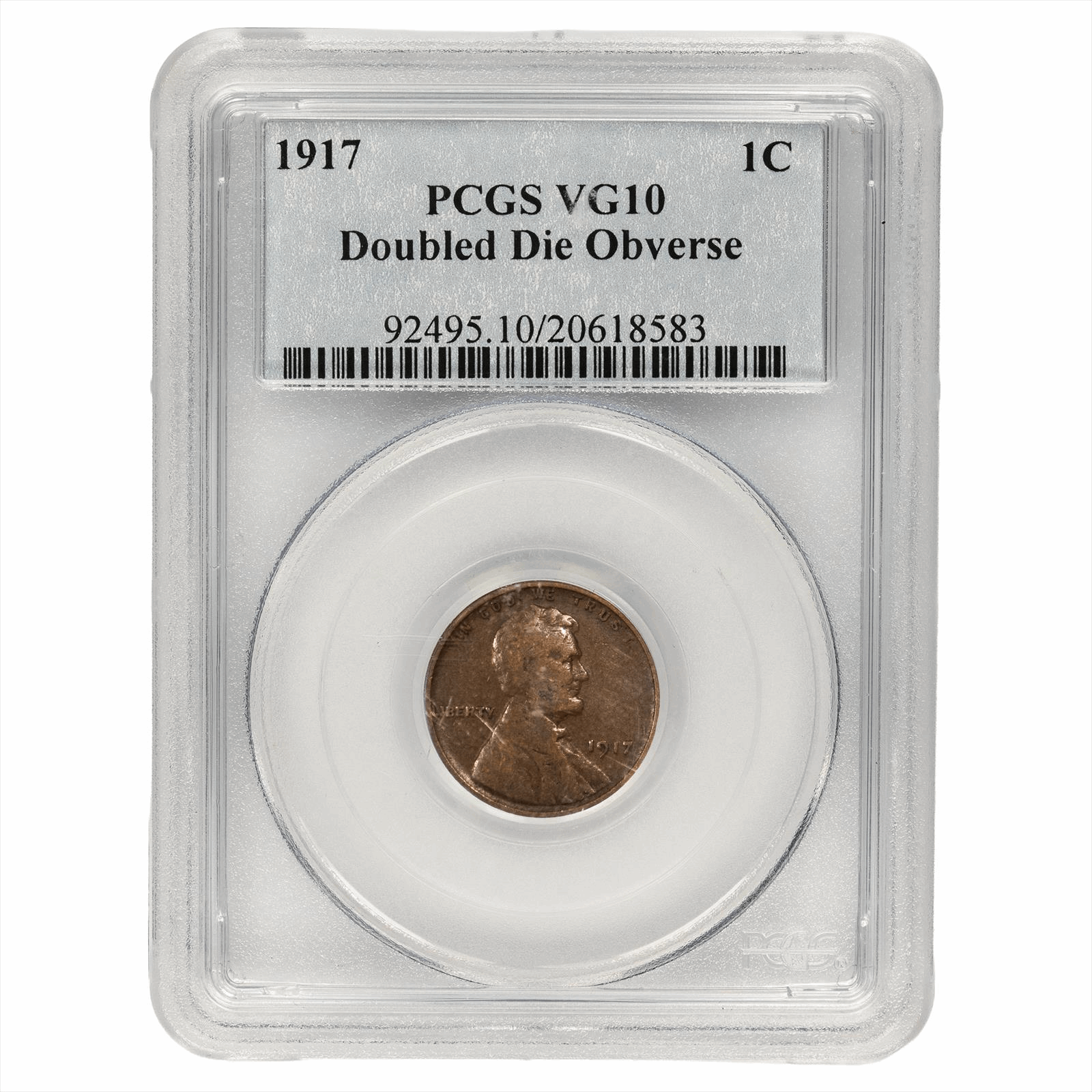 1917 Lincoln Wheat Cent 1C Doubled Die Obverse PCGS VG 10
