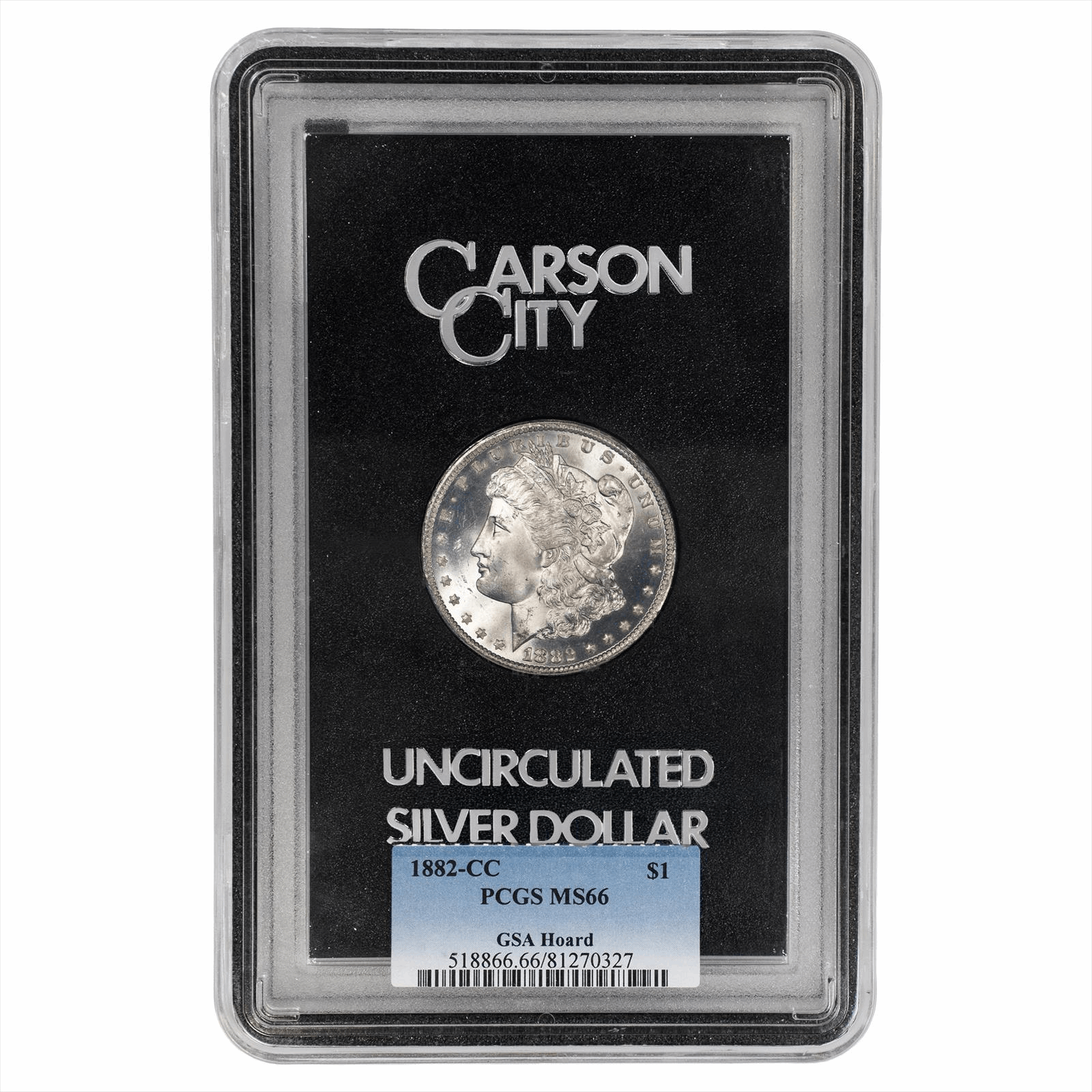1882-CC GSA Morgan Silver Dollar $1 w/Box + CoA PCGS MS 66 