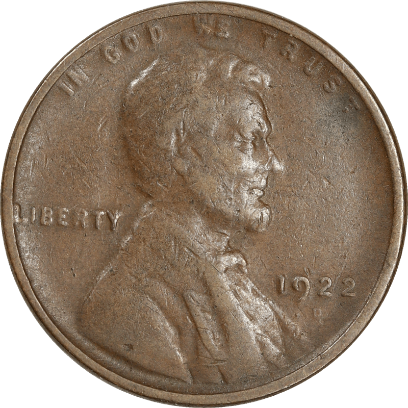 1922-D, Weak No D Lincoln Cent 1c,  Circulated Fine - Nice Coin