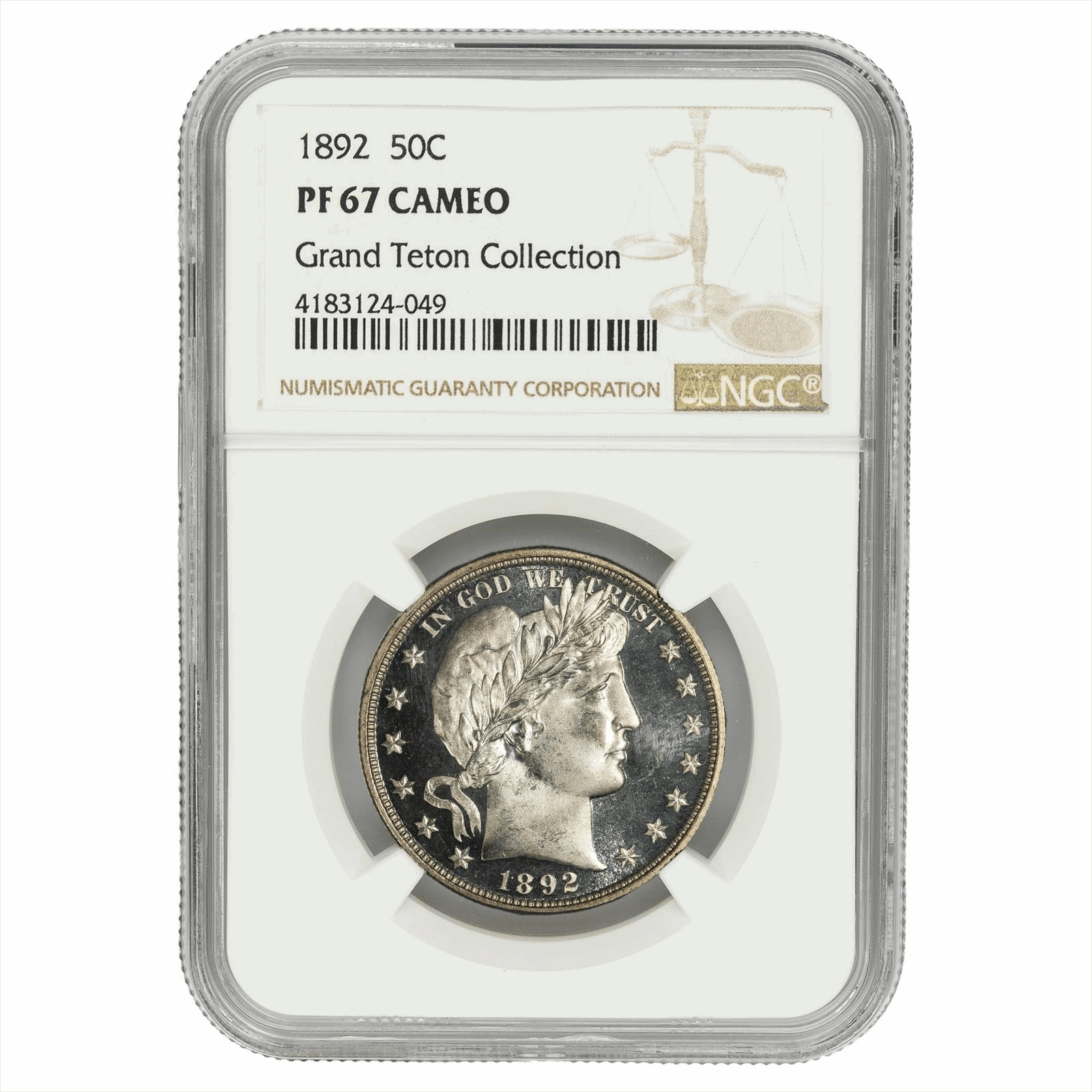1892 Barber Half Dollar 50C Grand Teton Collection NGC PF 67 CAM