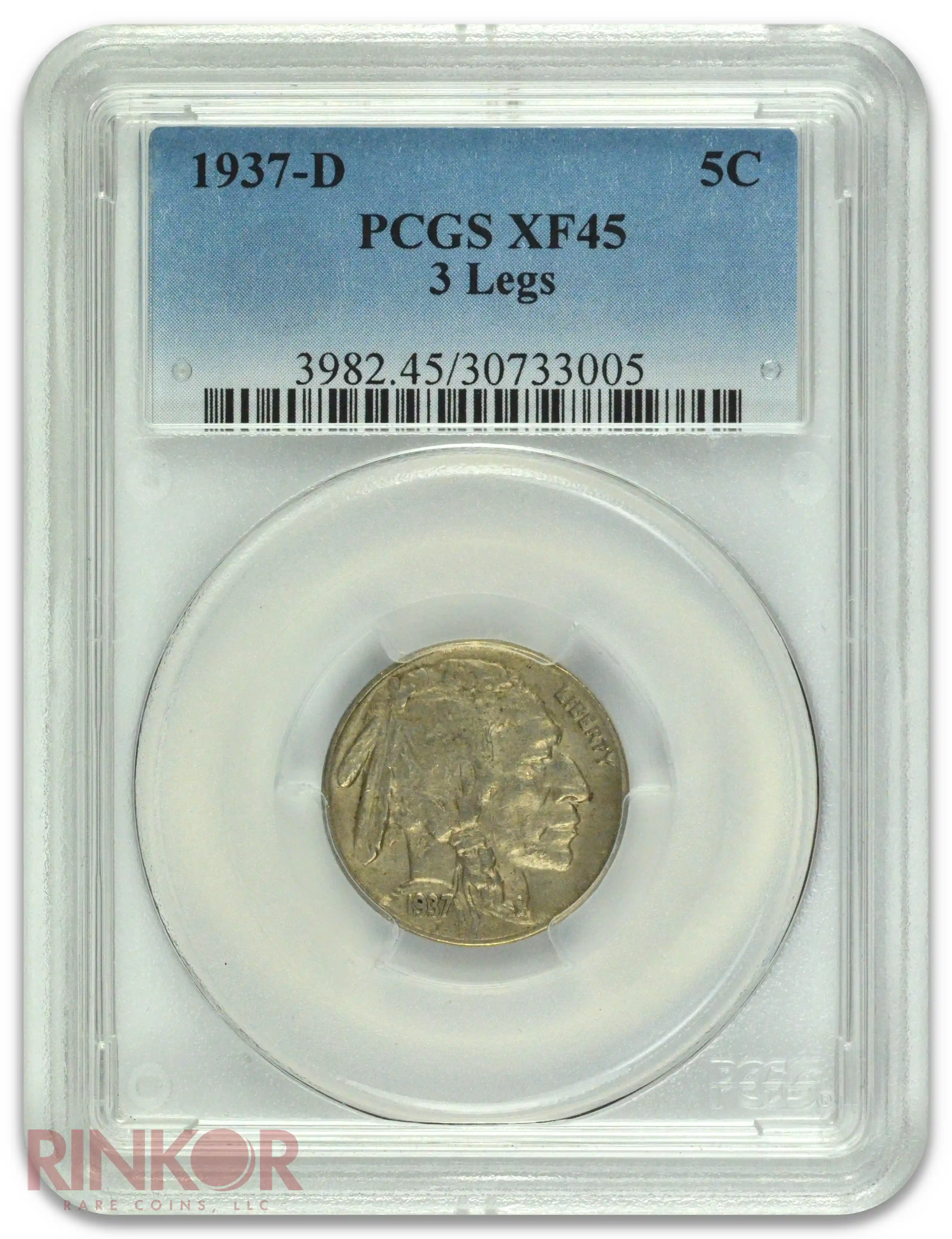 1937-D 3 Legs Buffalo Nickel PCGS XF-45