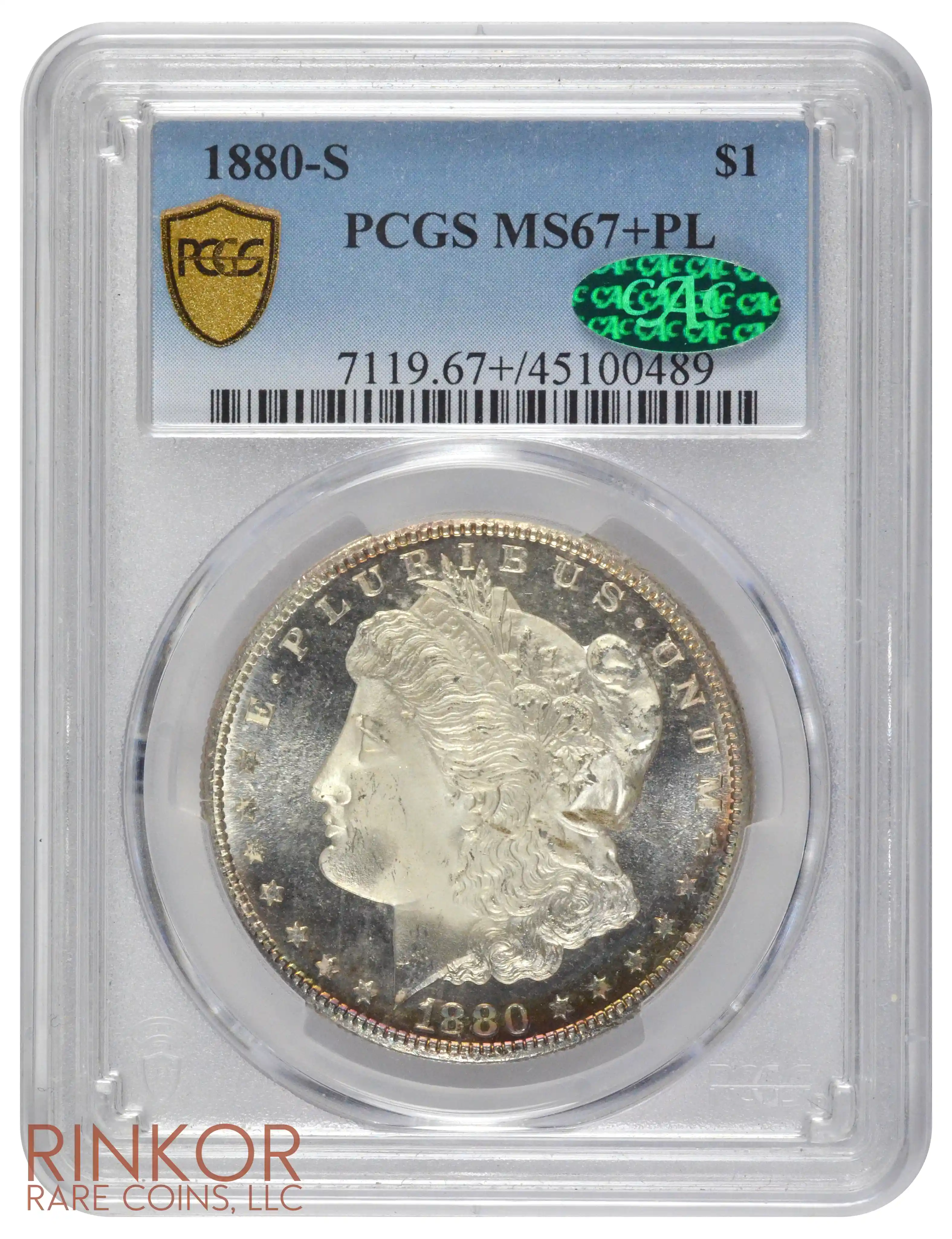 1880-S $1 PCGS MS 67+ PL CAC