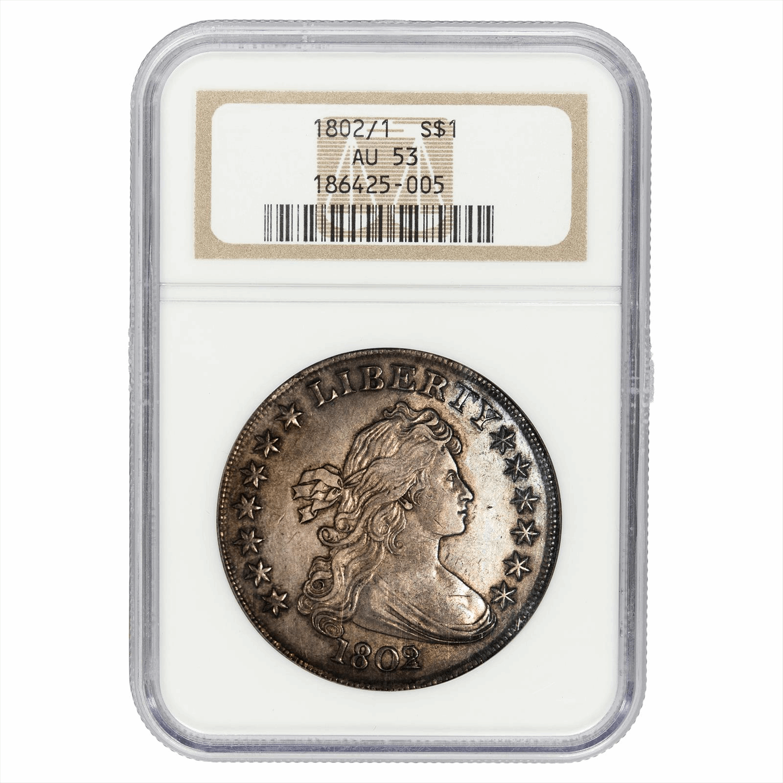 1802/1 Draped Bust Heraldic Eagle Dollar $1 NGC AU 53