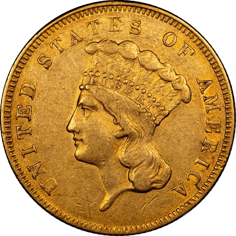 1855 $3 CACG AU-53