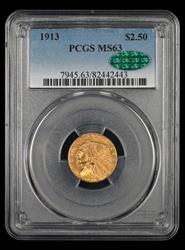 1913 $2.50 Gold PCGS MS 63 CAC