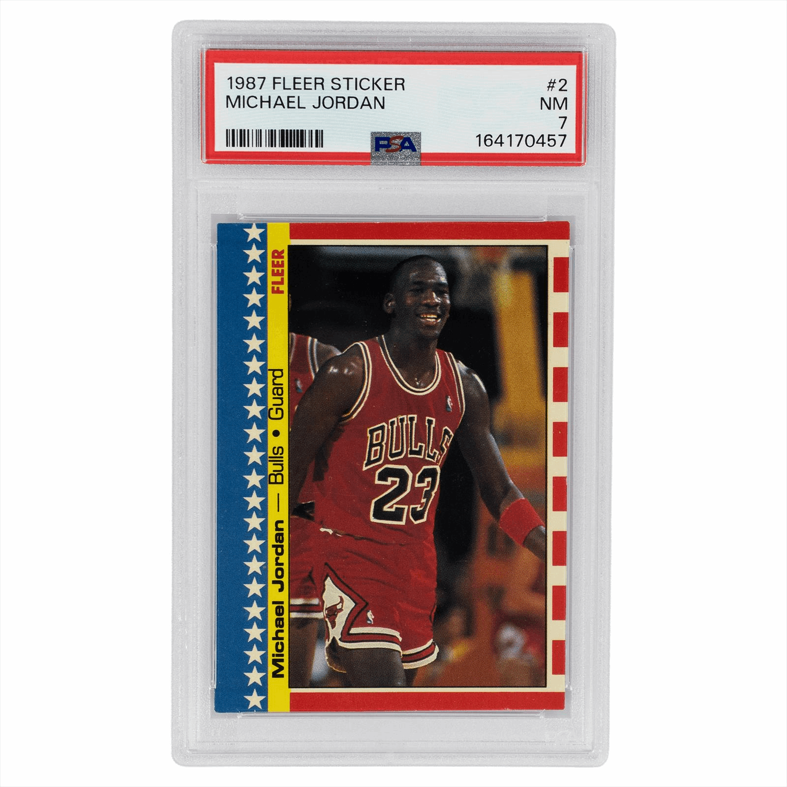 1987 Fleer Sticker Michael Jordan #2 PSA NM 7