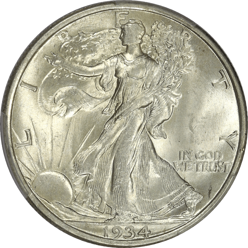 1934-D Walking Liberty Half Dollar 50c, PCGS MS 64 - White, PQ++