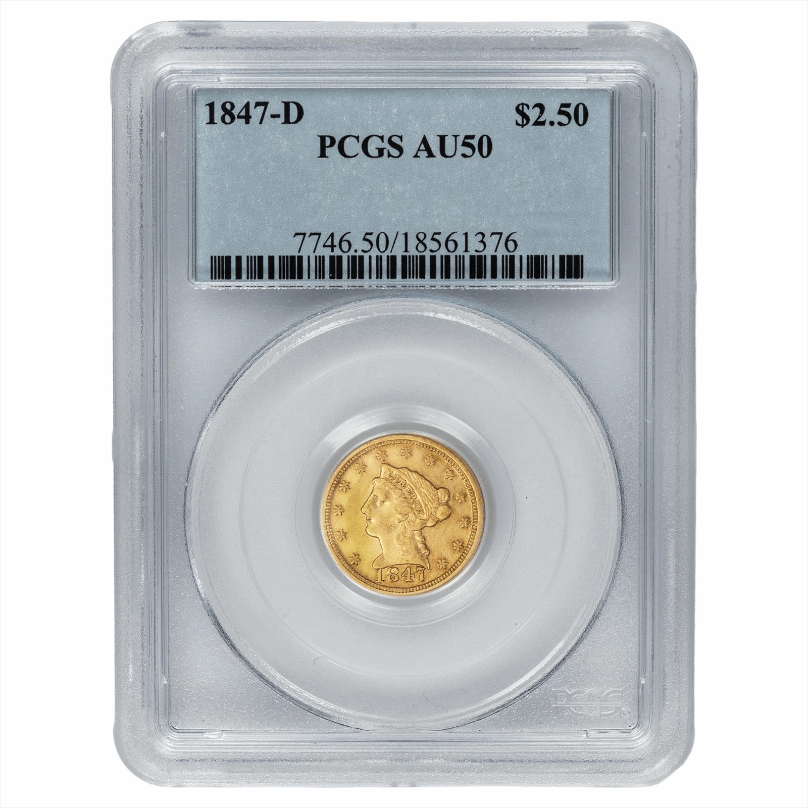 1847-D Liberty Head Gold Quarter Eagle $2.50 PCGS AU 50