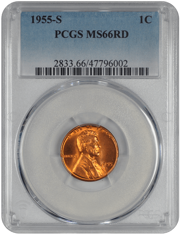 1955-S Lincoln PCGS RD 66